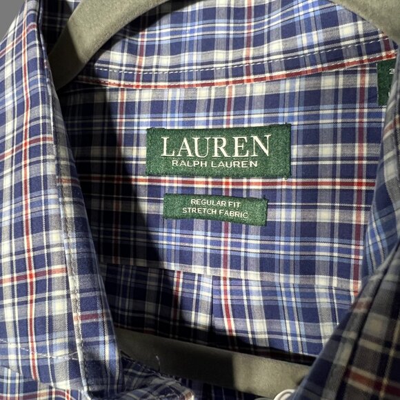 Ralph Lauren Men's Blue Plaid Long-Sleeve Button-Up Shirt XL - Picture 2 of 7